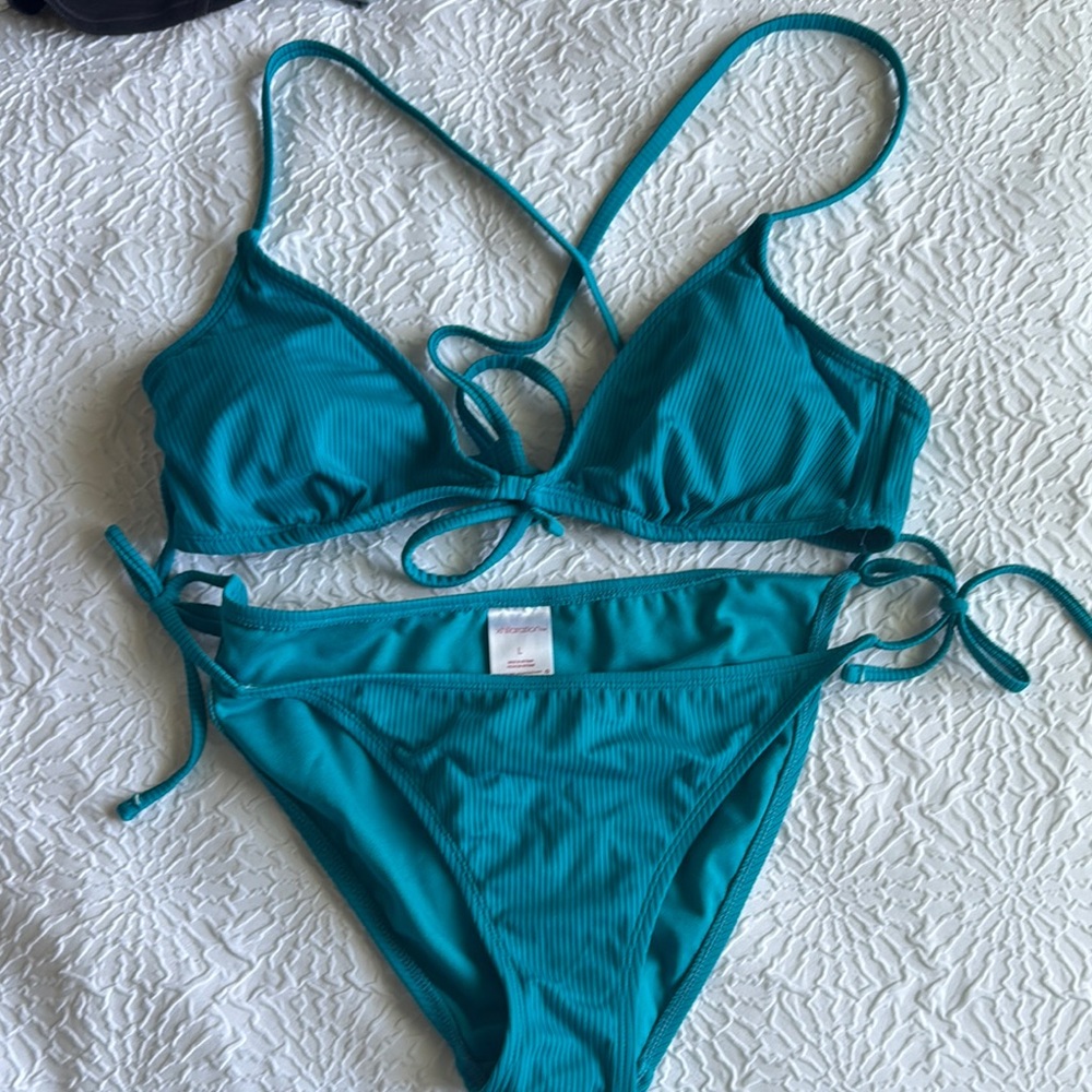 Xhilaration Blue Bikini Set with Adjustable Straps